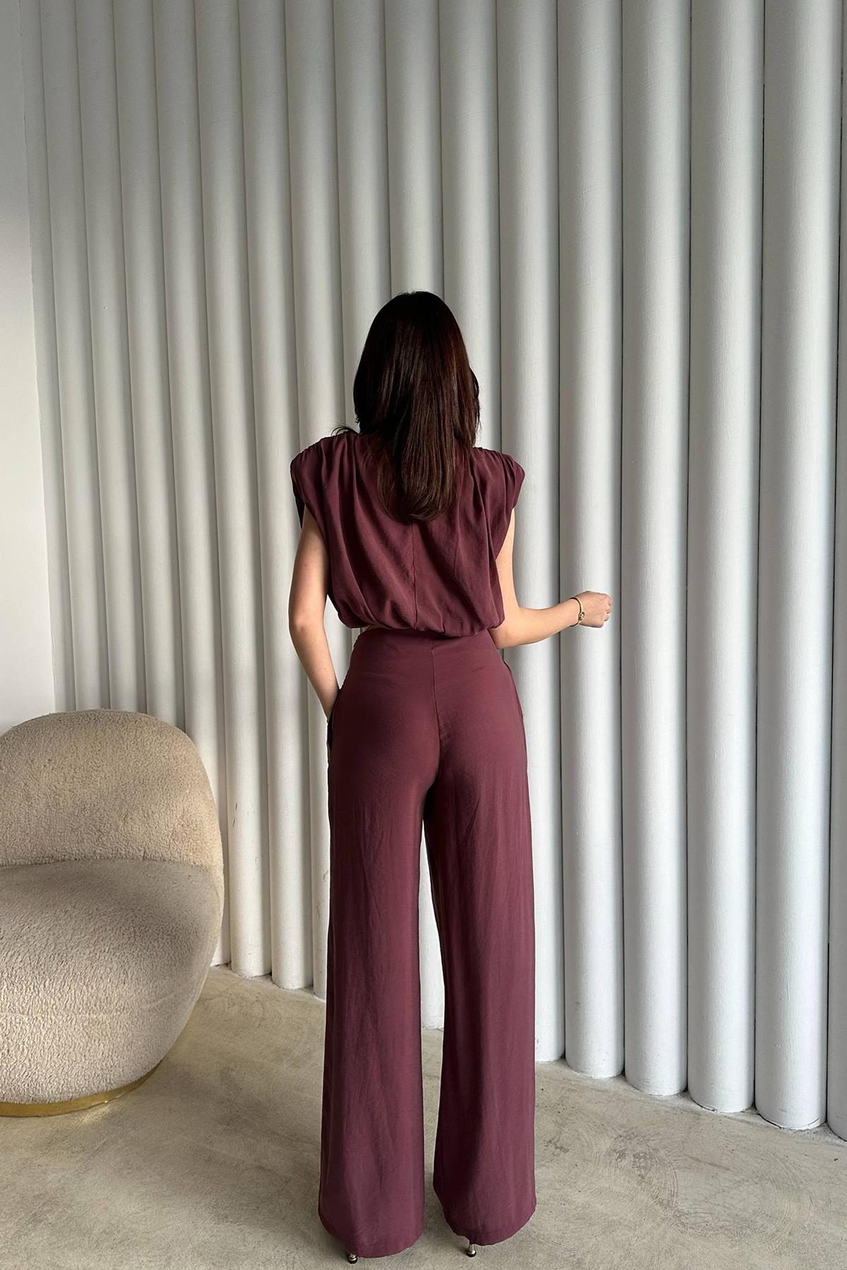 Mürdüm Modal Bluz Ve Pantolon Takım