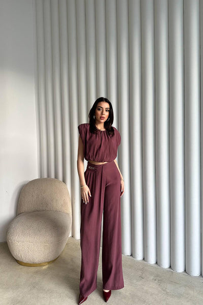 Mürdüm Modal Bluz Ve Pantolon Takım
