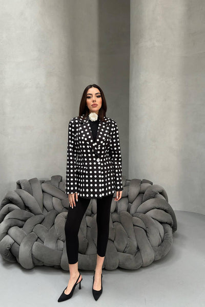 Siyah Puantiyeli Blazer Ceket