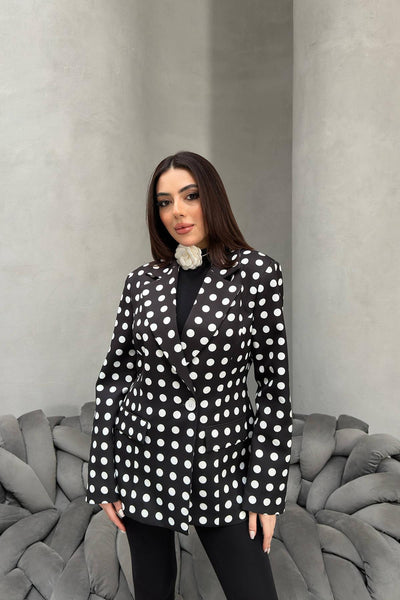 Siyah Puantiyeli Blazer Ceket