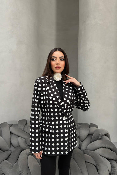 Siyah Puantiyeli Blazer Ceket