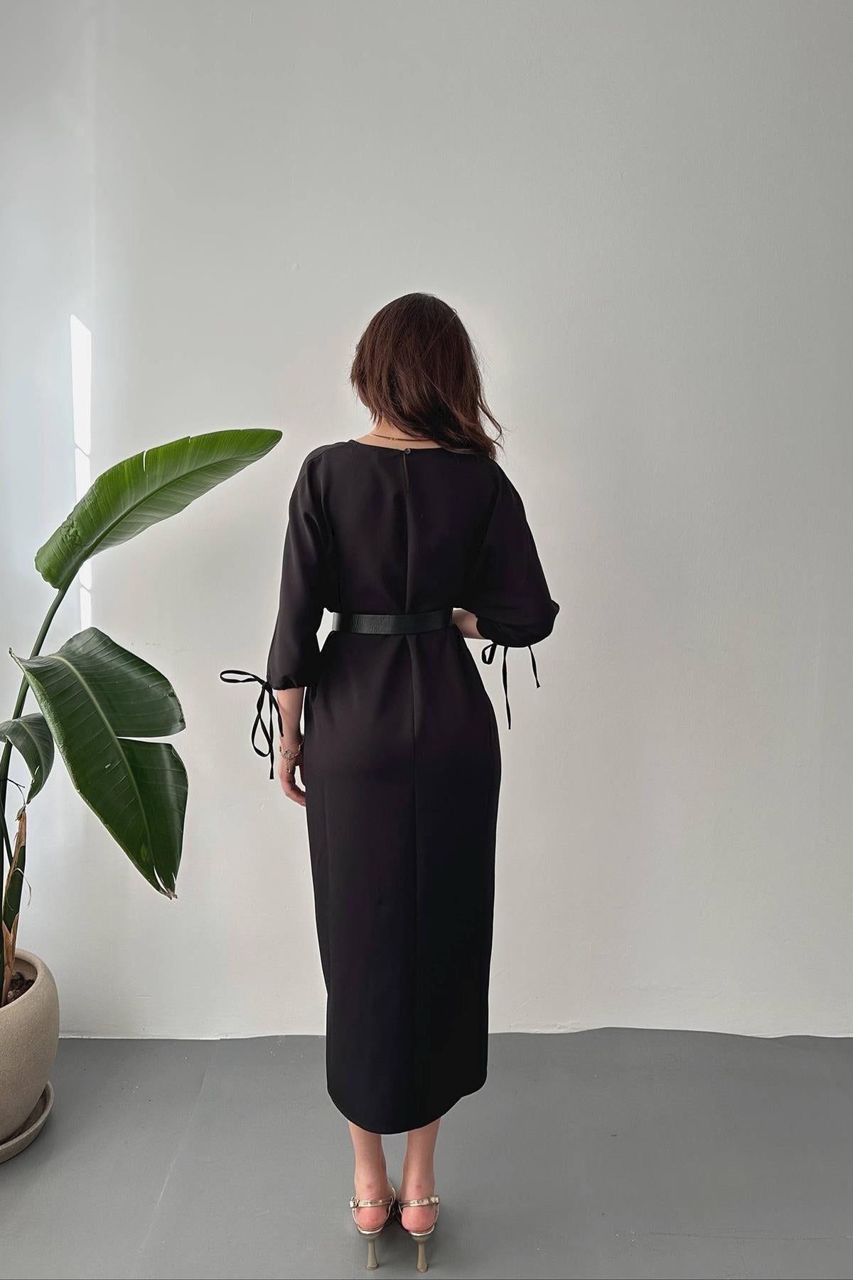 Siyah Topshop Yırtmaçlı Elbise
