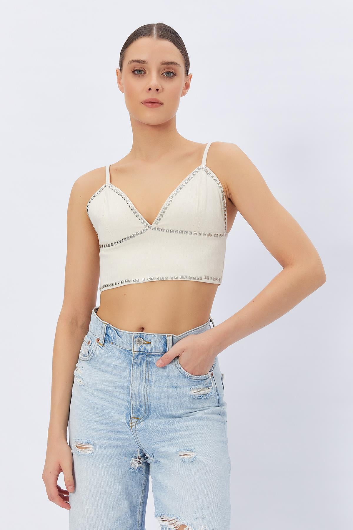 Bluza cu Bretele Presa - Crem