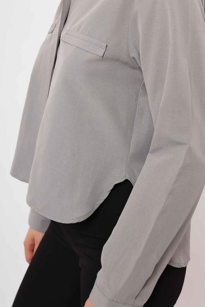 Bluza Maneci Lungi cu Buzunare - Gri