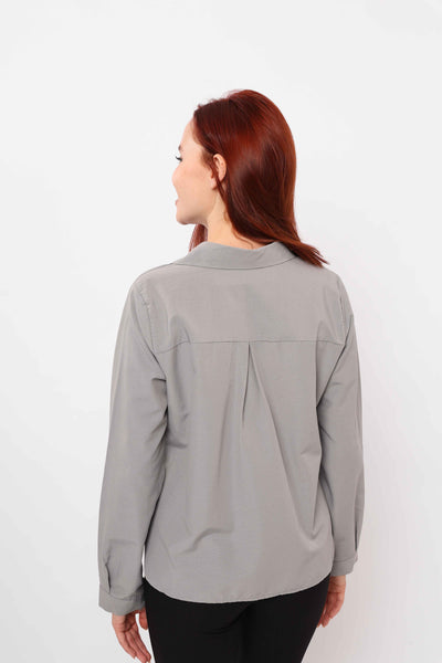 Bluza Maneci Lungi cu Buzunare - Gri