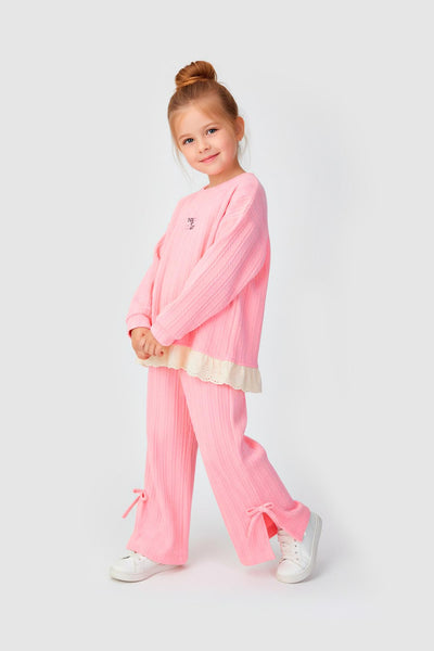 Tuffy Set Copilă Tricot Jacquard Imprimat Art-02655 - Roz