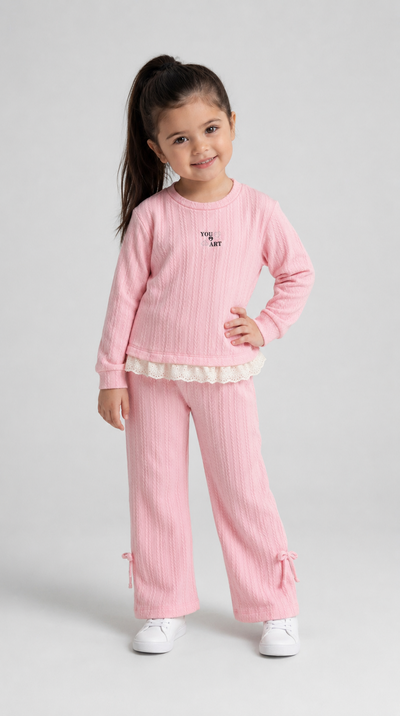 Tuffy Set Copilă Tricot Jacquard Imprimat Art-02655 - Roz