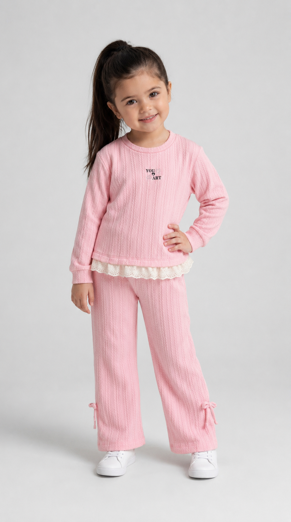 Tuffy Set Copilă Tricot Jacquard Imprimat Art-02655 - Roz Uscat