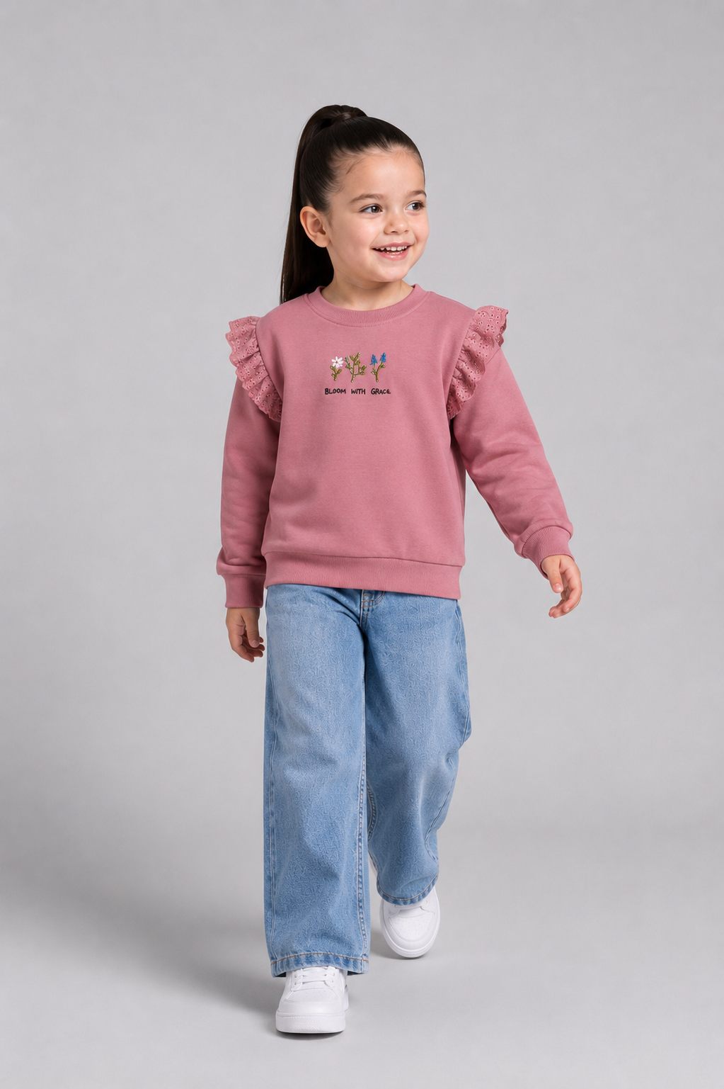 Tuffy Bloom With Grace Brodat Fetite Bluza - 01335 - Roz
