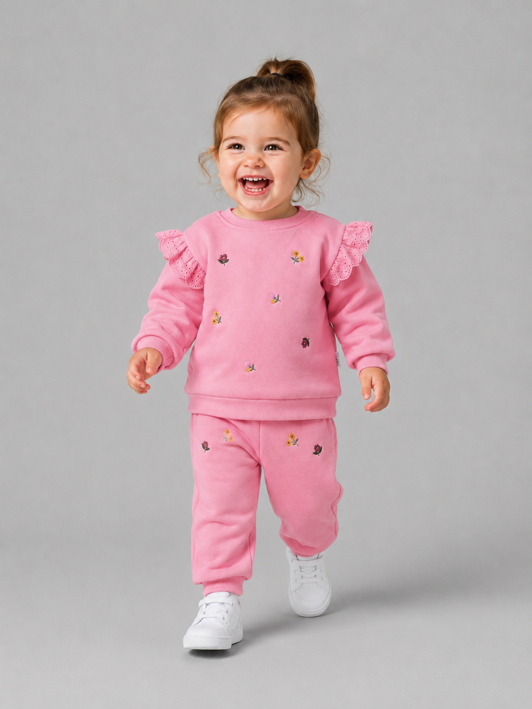 Tuffy Set Costum Jogging Bebe Copilă Tematic Grădină Flori-02005 - Roz