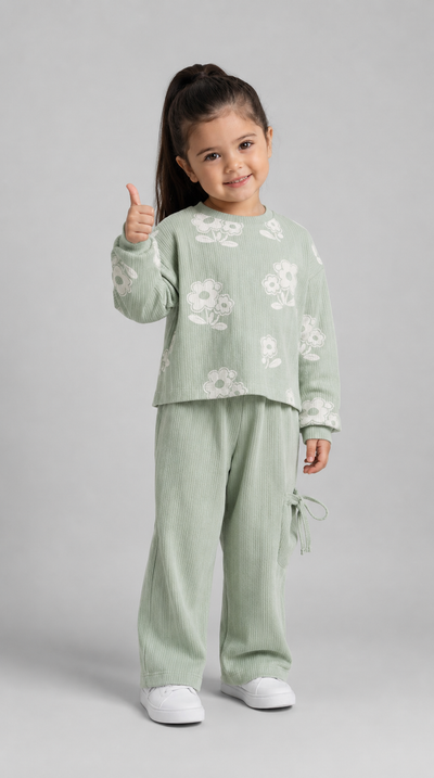 Tuffy Set Copilă Tricot Jacquard Design Flori-02645 - Pink 2