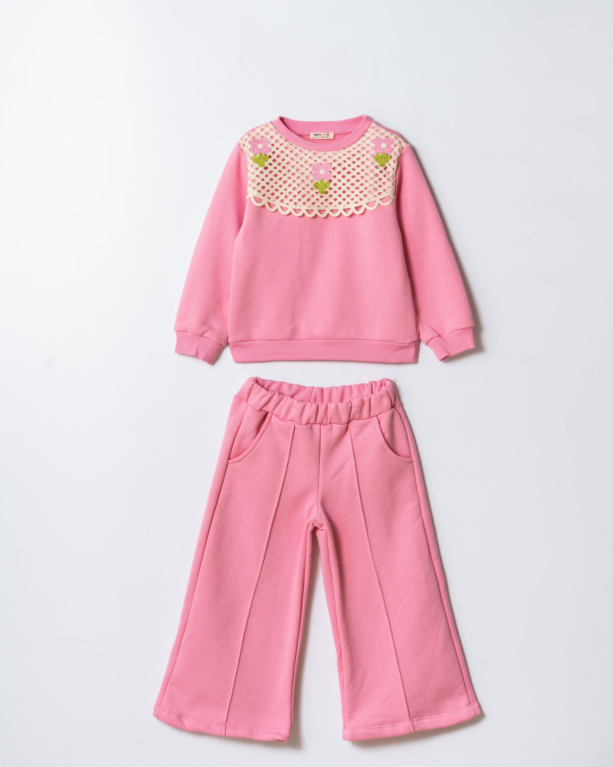 Tuffy Set Copilă cu Guler Floral-02665 - Biscuit