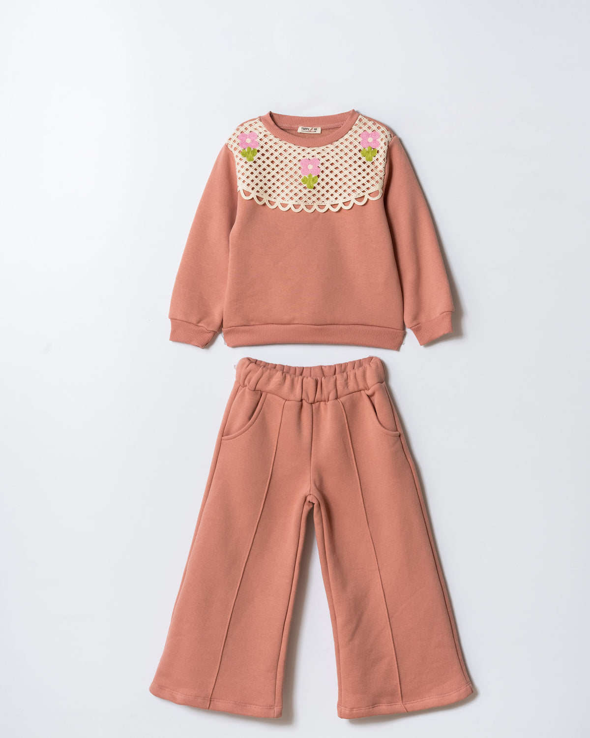 Tuffy Set Copilă cu Guler Floral-02665 - Roz Uscat