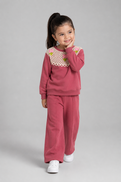 Tuffy Set Copilă cu Guler Floral-02665 - Biscuit