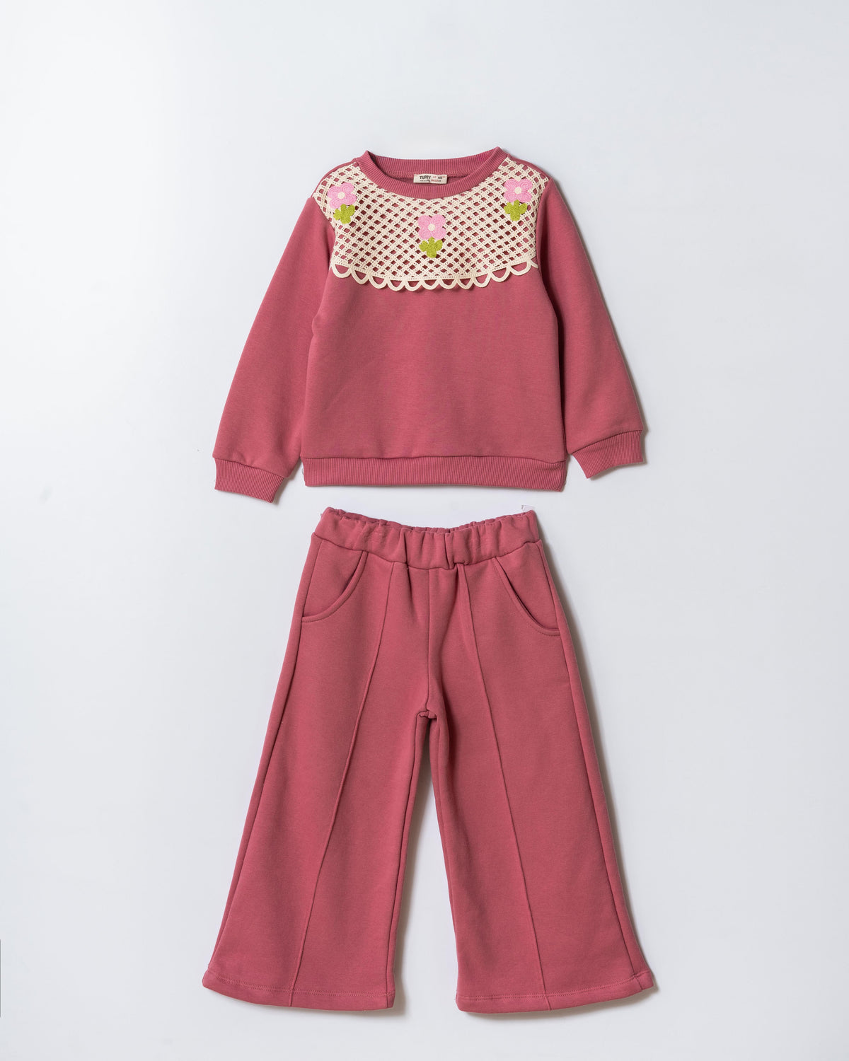 Tuffy Set Copilă cu Guler Floral-02665 - Biscuit