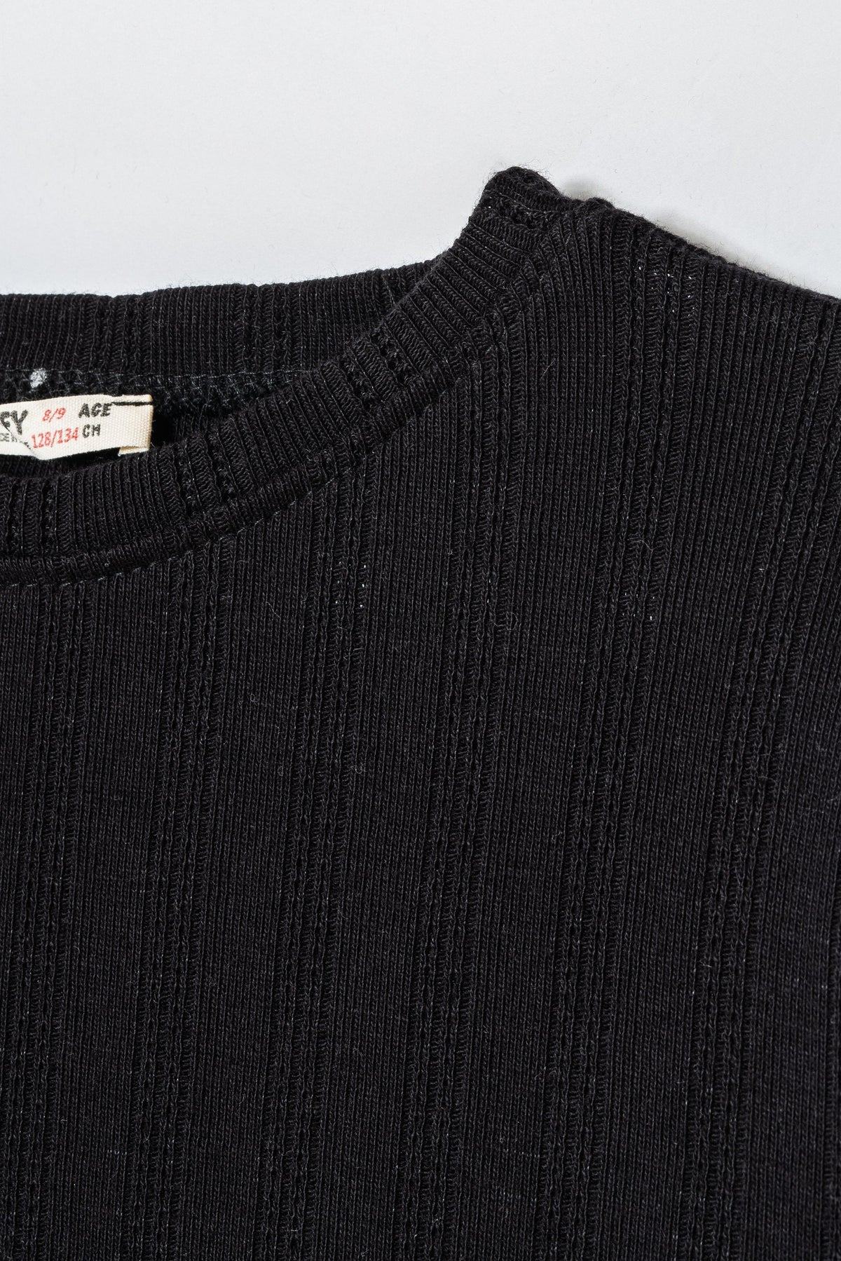 Tuffy Sweatshirt Copilă Tricot Jacquard Țesătură cu Detalii Dantela-01665 - Negru