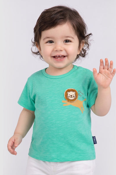 Tuffy Tricou Baieti Bebeluși cu Tema Leu-129 - Bej Deschis