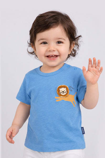 Tuffy Tricou Baieti Bebeluși cu Tema Leu-129 - Bej Deschis
