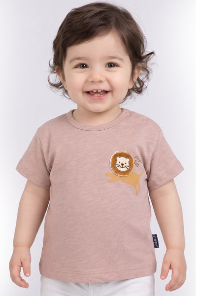 Tuffy Tricou Baieti Bebeluși cu Tema Leu-129 - Bej Deschis