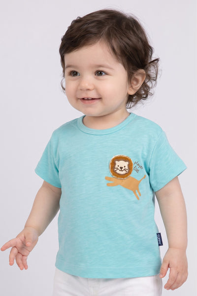 Tuffy Tricou Baieti Bebeluși cu Tema Leu-129 - Bej Deschis