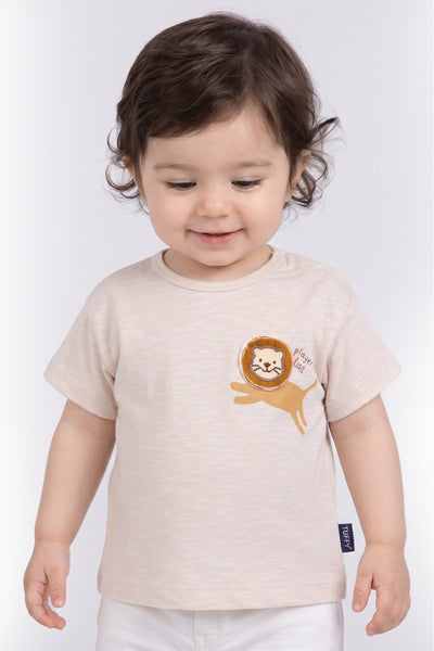 Tuffy Tricou Baieti Bebeluși cu Tema Leu-129 - Bej Deschis