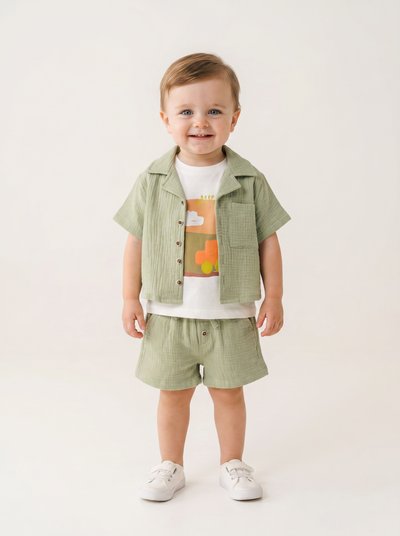 Tuffy Erkek Bebek Müslin Örme İkili Takım-6106-R - Açık Haki