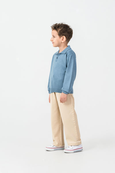 Set de tricot Tuffy cu pantalon Gabardin pentru băieți-04355 - Albastru