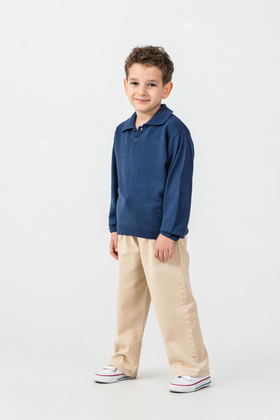 Set de tricot Tuffy cu pantalon Gabardin pentru băieți-04715 - Albastru