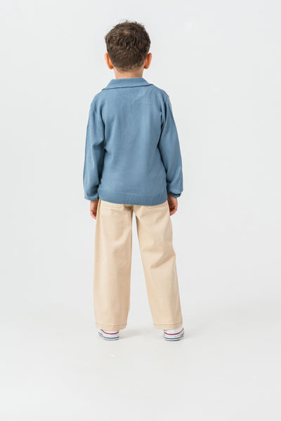 Set de tricot Tuffy cu pantalon Gabardin pentru băieți-04715 - Albastru