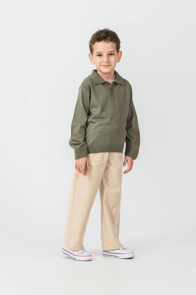Set de tricot Tuffy cu pantalon Gabardin pentru băieți-04715 - Albastru