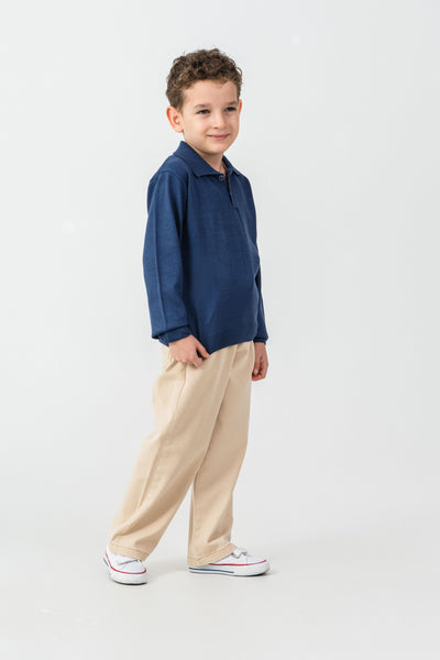 Set de tricot Tuffy cu pantalon Gabardin pentru băieți-04355 - Albastru