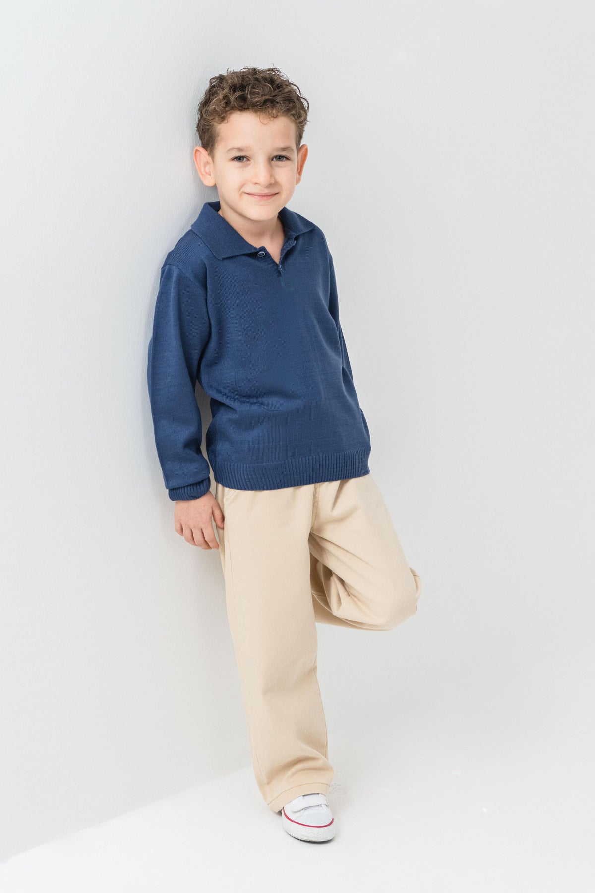 Set de tricot Tuffy cu pantalon Gabardin pentru băieți-04355 - Albastru