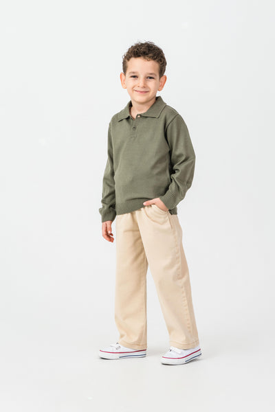 Set de tricot Tuffy cu pantalon Gabardin pentru băieți-04715 - Albastru
