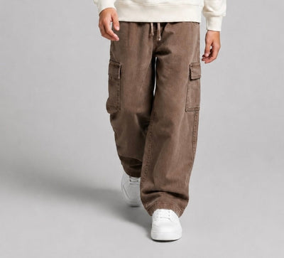 Pantalon Gabardin Tuffy cu buzunare Cargo pentru băieți-04635 - Khaki