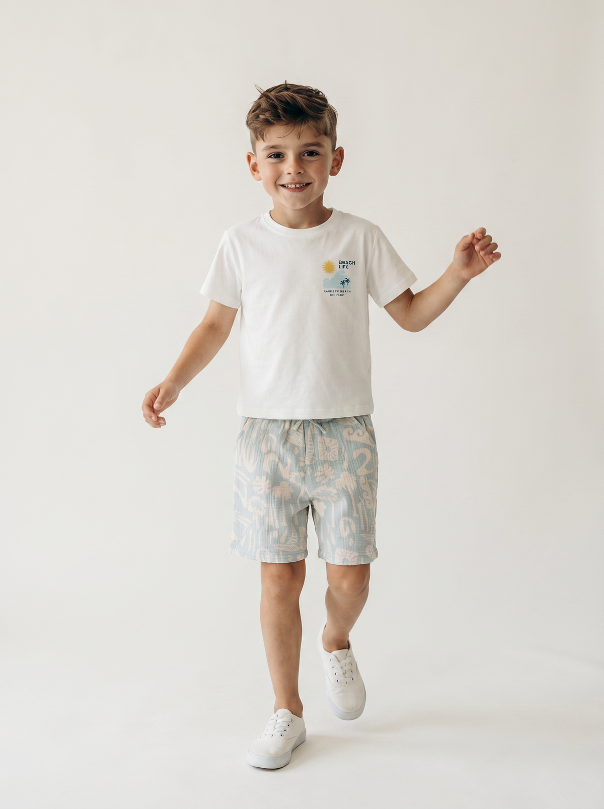 Tuffy Băiat Tricot Muselină Costum Doi Piese-6546-1 - Brun Deschis