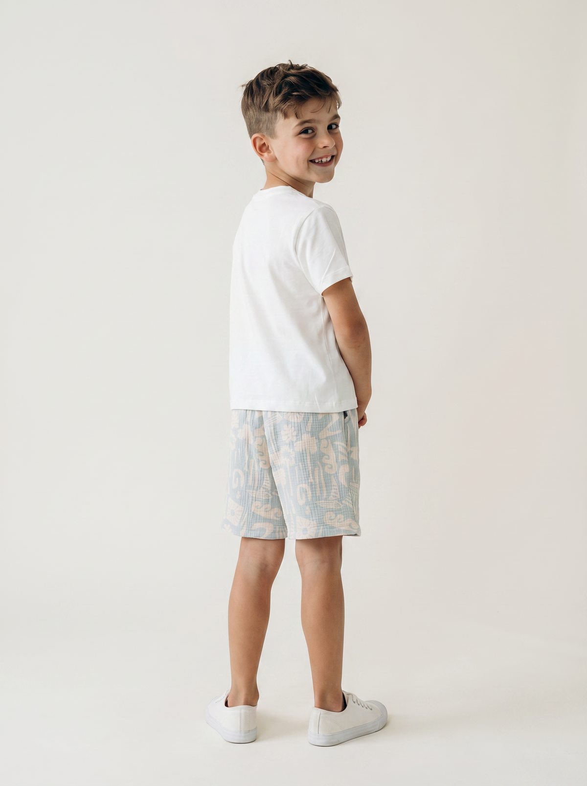 Tuffy Băiat Tricot Muselină Costum Doi Piese-6546-1 - Brun Deschis