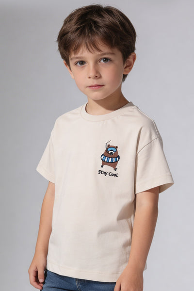 Tuffy Tricou Baieti Pique-456 - Bej Deschis