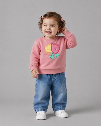 Tuffy Fluffy Tulip Imprimeu Fetite Bluza Bebelus - 01105 - Roz