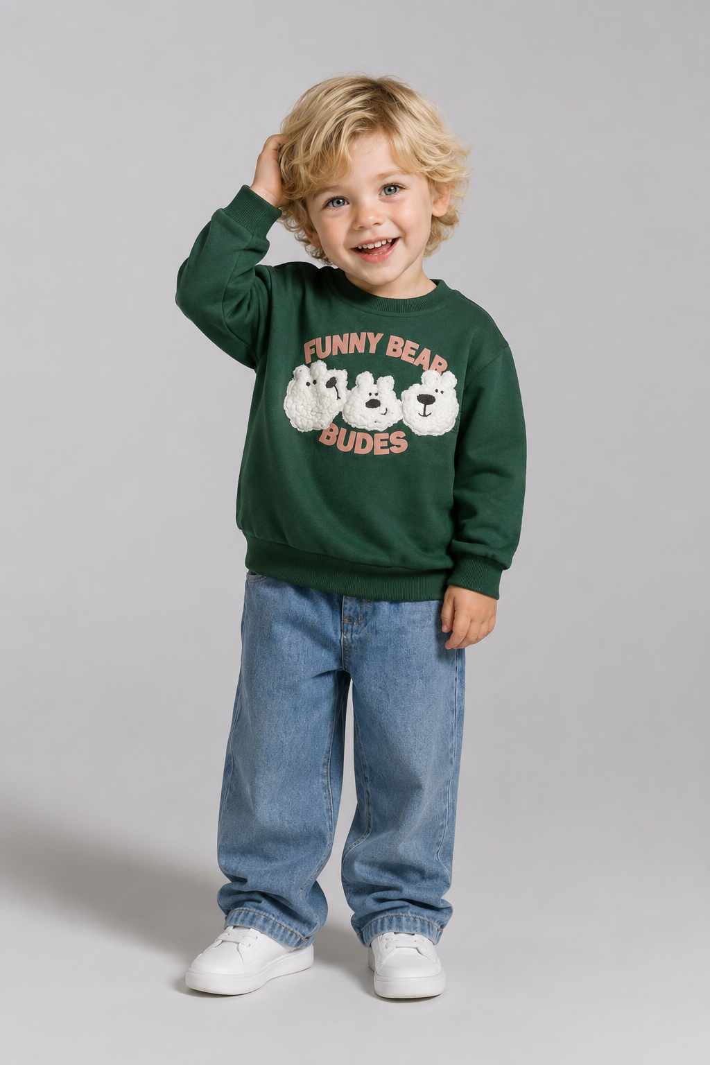 Tuffy Funny Bear Imprimeu Baietel Bluza - 0355 - Antracit