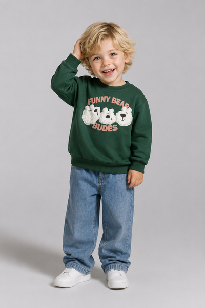 Tuffy Funny Bear Imprimeu Baietel Bluza - 0355 - Antracit
