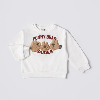 Tuffy Funny Bear Imprimeu Baietel Bluza - 0355 - Ecru
