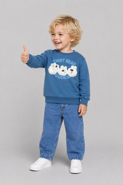 Tuffy Funny Bear Imprimeu Baietel Bluza - 0355 - Maro