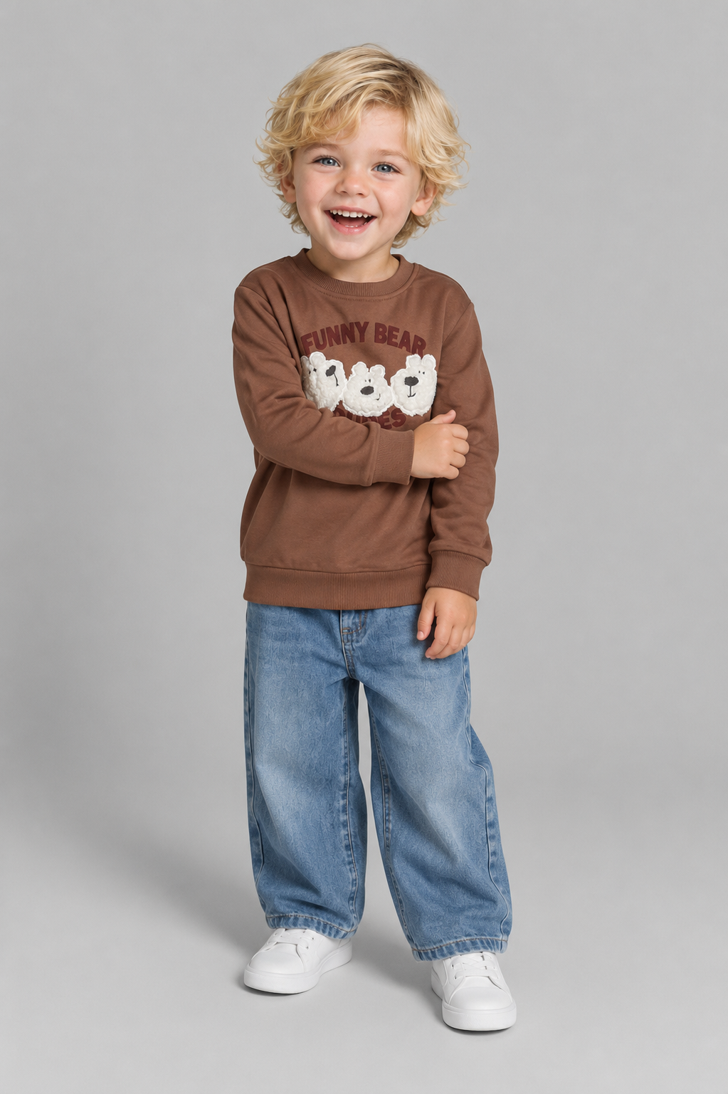 Tuffy Funny Bear Imprimeu Baietel Bluza - 0355 - Maro