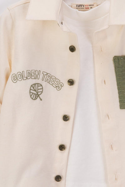 Tuffy Ansamblu Triplu în Țesătură Ușoară cu Tipărit Golden Trees pentru Copil Băiat-04255 - Bej