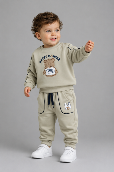 Tuffy Set Bebe Băiat Brodat Happy Camper-03535 - Verde Deschis
