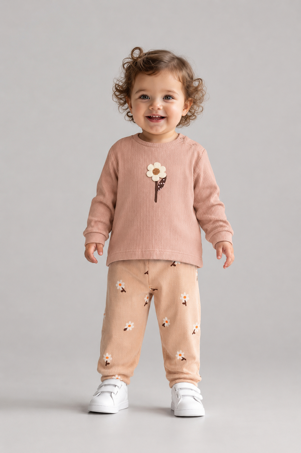 Tuffy Set Bebe Copilă Tricot Jacquard Țesătură cu Colanti-02145 - Latte