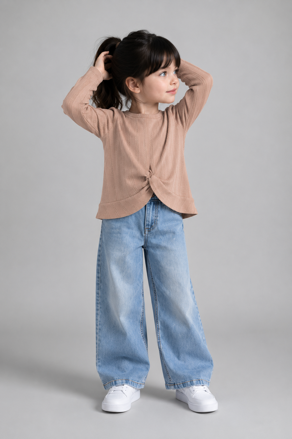 Tuffy Sweatshirt Copilă Tricot Jacquard Țesătură-01455 - Pink 2