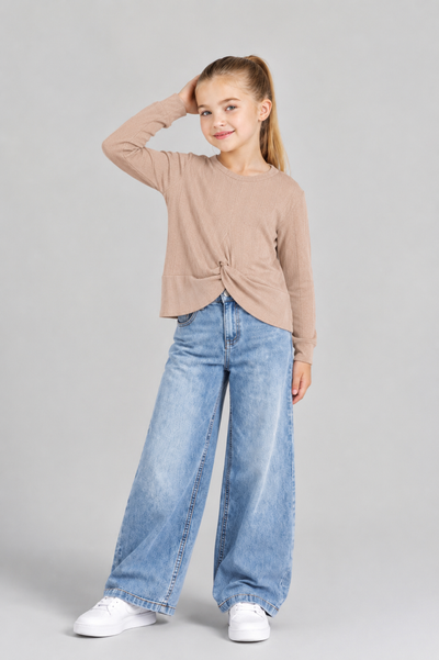 Tuffy Sweatshirt Copilă Tricot Jacquard Țesătură-01515 - Pink 2