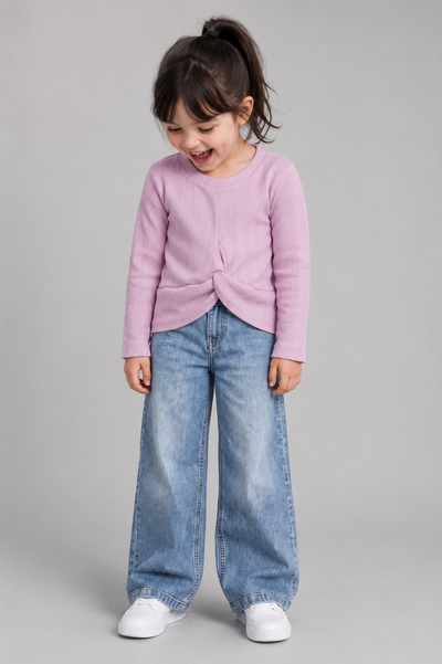 Tuffy Sweatshirt Copilă Tricot Jacquard Țesătură-01455 - Pink 2