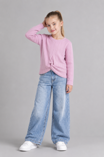 Tuffy Sweatshirt Copilă Tricot Jacquard Țesătură-01515 - Ecru